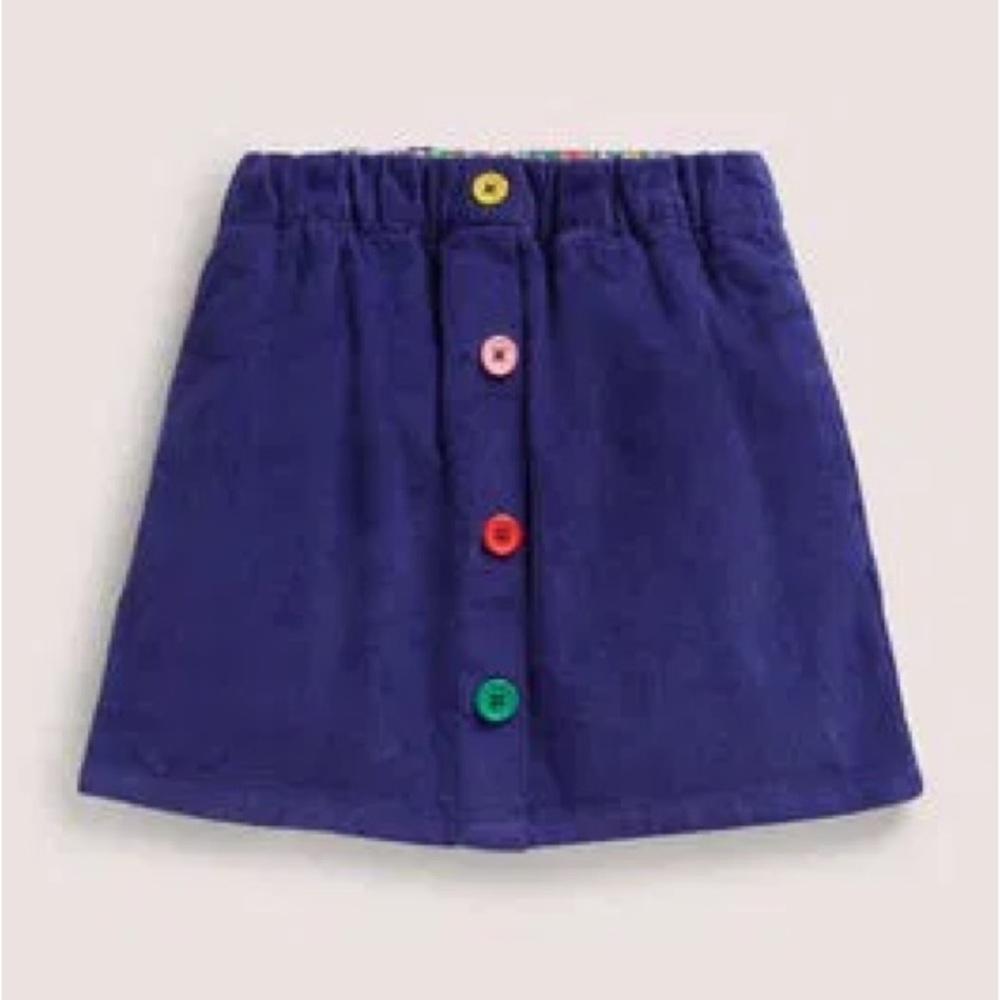 Mini Boden Navy Skirt with Multicolor Buttons